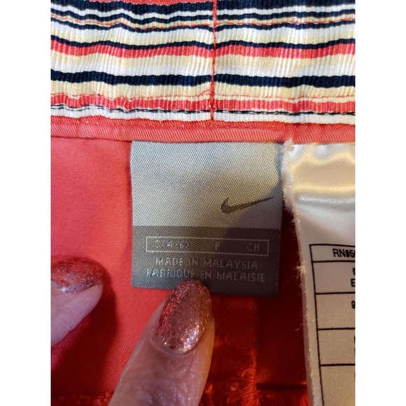 Nike Womens Trouser Pants S Red Drawstring Waist Flat Front Mid Rise Pockets - Picture 10 of 15